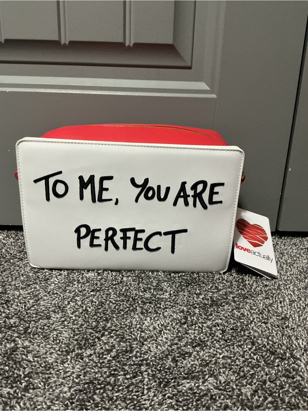 Loungefly Love Actually White and Red 'To Me, You Are Perfect' Crossbody Bag